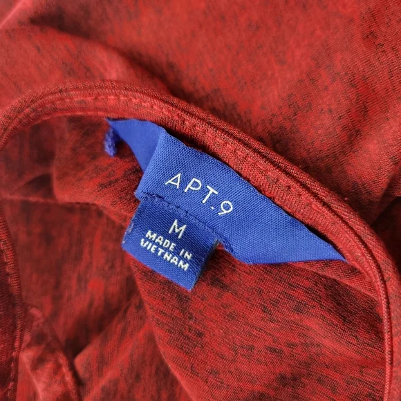 Apt 9 Women's Top Red with 3/4 Sleeves Size M Lattice Back Cutout - Picture 3 of 9